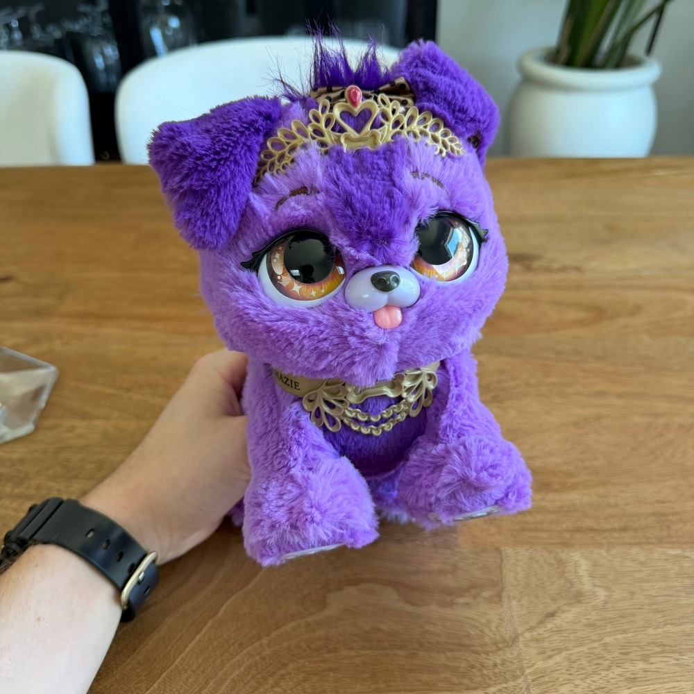 Spin Master Present Pets Mazie Interactive Plush Purple Puppy Dog Toy w/ Battery